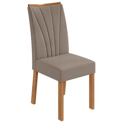 Imagem de Mesa de Jantar 1,70 Apogeu com vidro Serigrafado e 6 cadeiras Apogeu de tecido Suede Animale Bege Amêndoa Clean/off White