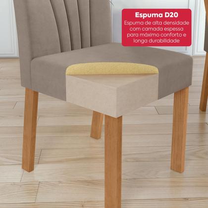 Imagem de Mesa de Jantar 1,70 Apogeu com vidro Serigrafado e 6 cadeiras Apogeu de tecido Suede Animale Bege Amêndoa Clean/off White