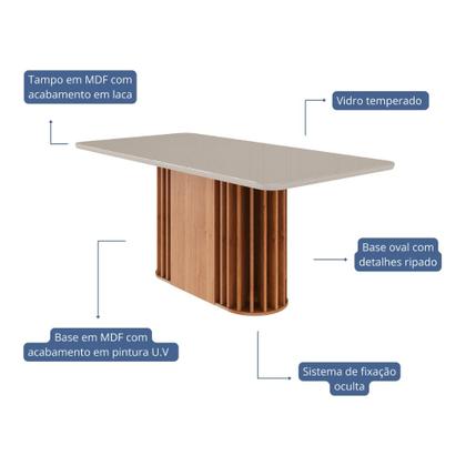 Imagem de Mesa de Jantar 180cm com Tampo de Vidro Em MDF Julieta Cimol