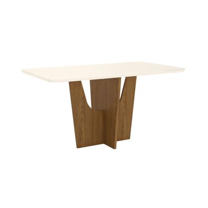 Imagem de Mesa de Jantar 180cm Retangular 6 Lugares com Vidro Canto Arredondado Vértice Henn