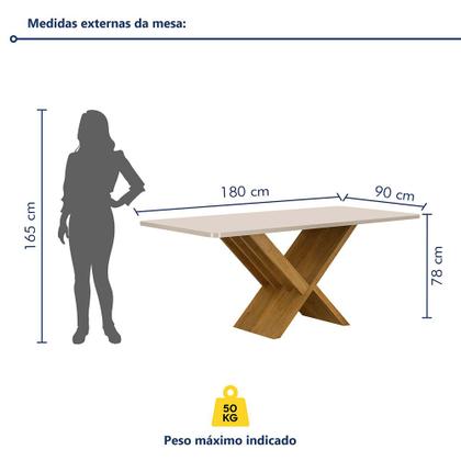Imagem de Mesa de Jantar 180cmx90cm Tampo de 40mm Aurora Valdemoveis