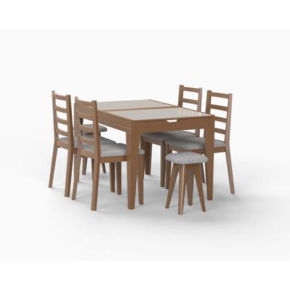 Imagem de Mesa de Jantar 4 a 6 Lugares Retangular Extensível Tampo de Vidro/MDF Paris