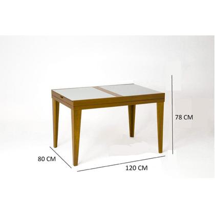Imagem de Mesa de Jantar 4 a 6 Lugares Retangular Extensível Tampo de Vidro/MDF Paris