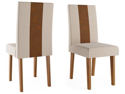 Imagem de Mesa de Jantar 4 Cadeiras 4 Lugares Retangular Mel Bronze e Off White Viero Móveis Vigo