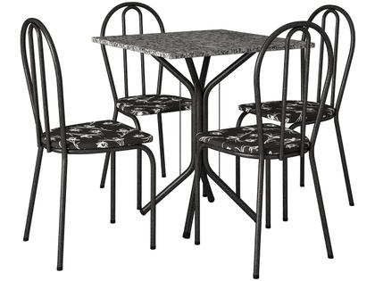 Imagem de Mesa de Jantar 4 Cadeiras Quadrada Preto