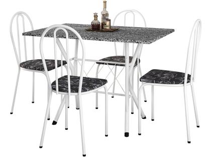 Imagem de Mesa de Jantar 4 Cadeiras Retangular Branca