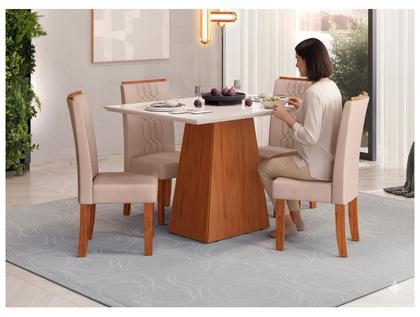 Imagem de Mesa de Jantar 4 Cadeiras Retangular Freijo e Off DJ Móveis Copenhague