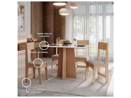 Imagem de Mesa de Jantar 4 Cadeiras Retangular Mel e Off White Sonetto Móveis Amanda