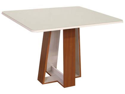 Imagem de Mesa de Jantar 4 Cadeiras Retangular Naturalle e Off-White Tampo de Vidro Laís Móveis São Carlos