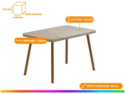 Imagem de Mesa de Jantar 4 Lug Retangular 1,2m Stellar Carraro Pet Ros