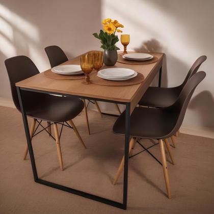 Imagem de Mesa de Jantar 4 Lugares 120x80 com Design Industrial  Ideal para Apartamentos Compactas e Modernas