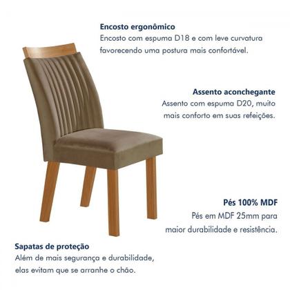Imagem de Mesa de Jantar 4 Lugares Agata com Vidro Castanho/Cinamomo/Suede Capuccino 17367 - Lj Móveis
