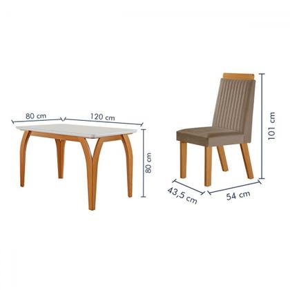Imagem de Mesa de Jantar 4 Lugares Agata com Vidro Castanho/Cinamomo/Suede Capuccino 17386 - Lj Móveis