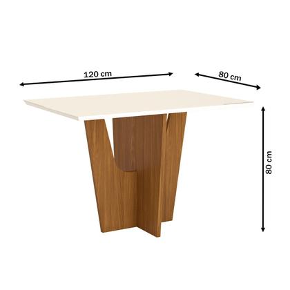 Imagem de Mesa de Jantar 4 Lugares Alicia com Vidro Nature/Off White/Linho - Panorama Móveis