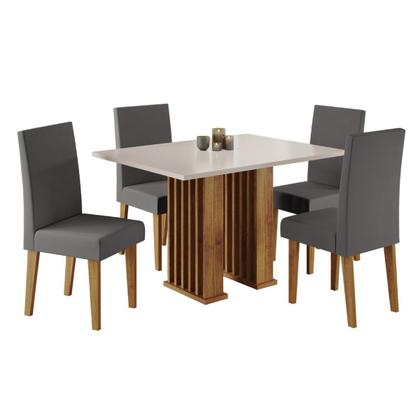 Imagem de Mesa de Jantar 4 Lugares Arezo Ripado Mel/Blonde/Cinza - Viero Móveis