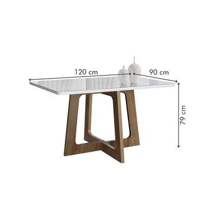 Imagem de Mesa de Jantar 4 Lugares Arizona Canela com Vidro Chocolate/Off White/Marrom 20766 - Cel Móveis