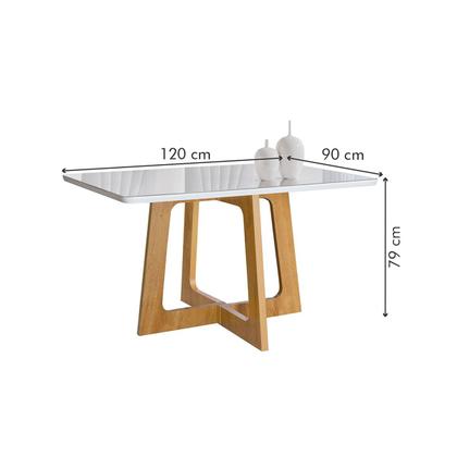 Imagem de Mesa de Jantar 4 Lugares Arizona com Vidro Cinamomo/Off White/Boucle Gelo 20767 - Cel Móveis