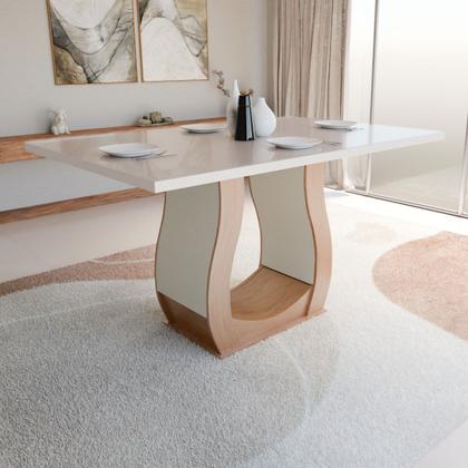 Imagem de Mesa de Jantar 4 Lugares Belvedere com Vidro Mel/Off White/Veludo Pastel - Panorama Móveis