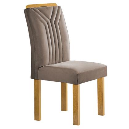 Imagem de Mesa de Jantar 4 Lugares Celeste com Vidro Off White/Cinamomo/Bege Escuro - Cel Móveis