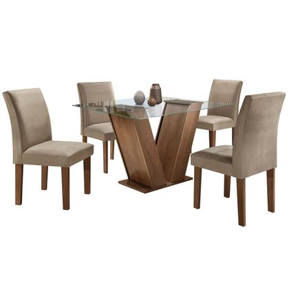 Imagem de Mesa de Jantar 4 Lugares Classic com Vidro Chocolate/Pena - Cel Móveis