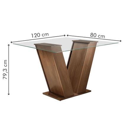Imagem de Mesa de Jantar 4 Lugares Classic com Vidro Chocolate/Pena - Cel Móveis