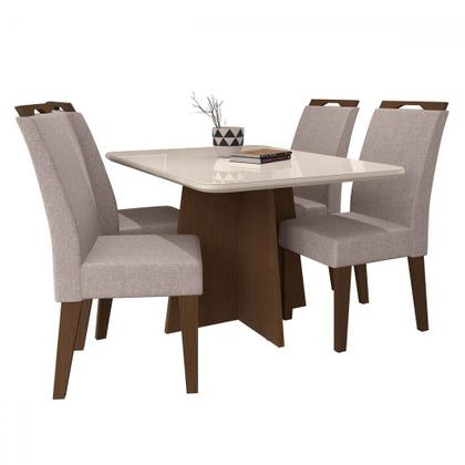 Imagem de Mesa de Jantar 4 Lugares Evora com Vidro Freijo/Bege - Art Panta