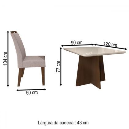 Imagem de Mesa de Jantar 4 Lugares Evora com Vidro Freijo/Bege - Art Panta