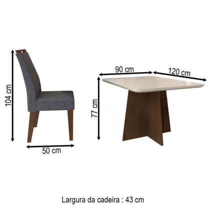 Imagem de Mesa de Jantar 4 Lugares Evora com Vidro Freijo/Cinza - Art Panta