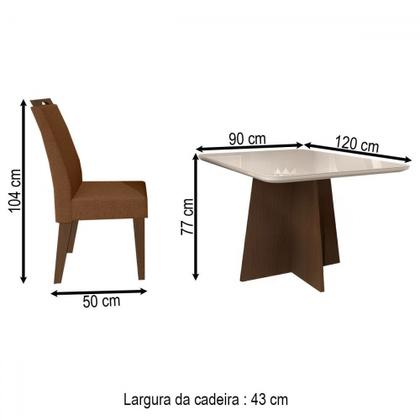 Imagem de Mesa de Jantar 4 Lugares Evora com Vidro Freijo/Marrom - Art Panta
