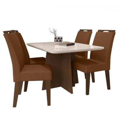 Imagem de Mesa de Jantar 4 Lugares Evora com Vidro Freijo/Marrom - Art Panta