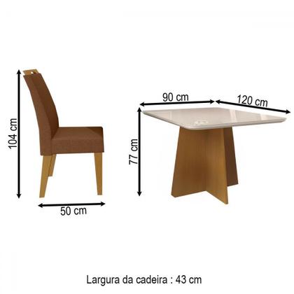 Imagem de Mesa de Jantar 4 Lugares Evora com Vidro Nature/Marrom - Art Panta