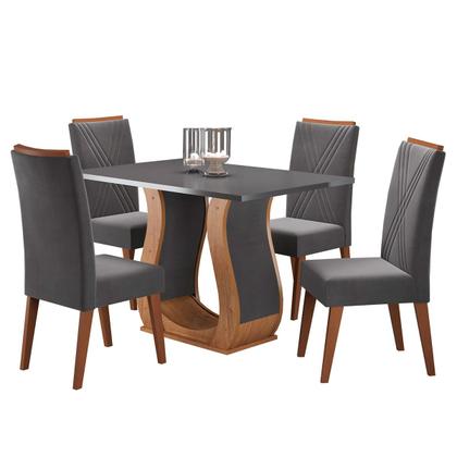 Imagem de Mesa de Jantar 4 Lugares Gol Mel/Cinza/Grafite - Viero Móveis