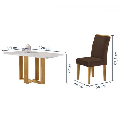 Imagem de Mesa de Jantar 4 Lugares Isadora Luisa com Vidro Cinamomo/Off White/Marrom - Cel Móveis