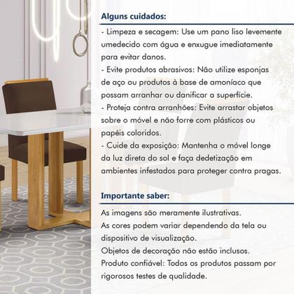 Imagem de Mesa de Jantar 4 Lugares Isadora Luisa com Vidro Cinamomo/Off White/Marrom - Cel Móveis