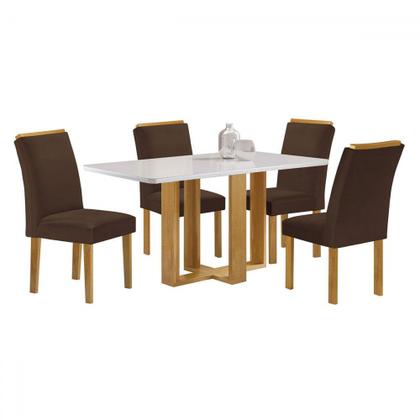 Imagem de Mesa de Jantar 4 Lugares Isadora Luisa com Vidro Cinamomo/Off White/Marrom - Cel Móveis
