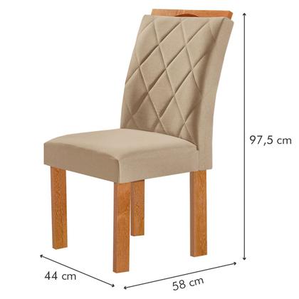 Imagem de Mesa de Jantar 4 Lugares Kansas/Arthus com Vidro Cinamomo/Off White/Suede Cru 17991 - Cel Móveis