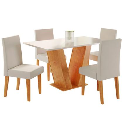 Imagem de Mesa de Jantar 4 Lugares Lidia Vênus Mel/Blonde/Veludo Marfim - Pnr Móveis
