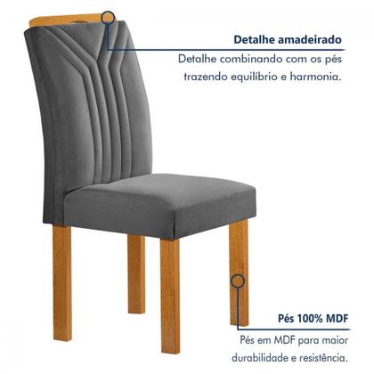 Imagem de Mesa de Jantar 4 Lugares Lorena Londres Cinamomo/Cinza - Cel Móveis