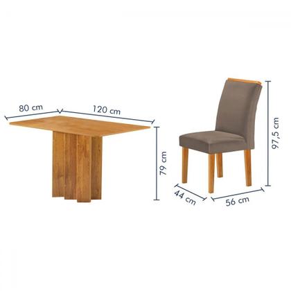 Imagem de Mesa de Jantar 4 Lugares Lorena Luisa Cinamomo/Bege Escuro - Cel Móveis
