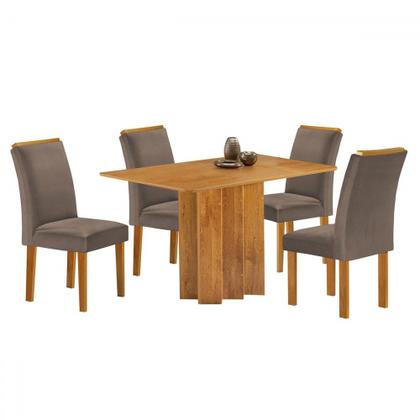 Imagem de Mesa de Jantar 4 Lugares Lorena Luisa Cinamomo/Bege Escuro - Cel Móveis