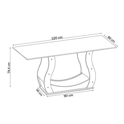 Imagem de Mesa de Jantar 4 Lugares Los Angeles com Vidro Mel/Off White/Veludo Pastel - Panorama Móveis