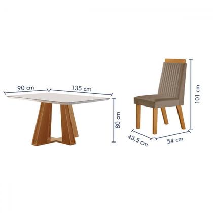 Imagem de Mesa de Jantar 4 Lugares Madri com Vidro Castanho/Cinamomo/Suede Capuccino - Lj Móveis