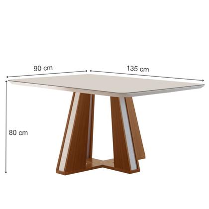 Imagem de Mesa de Jantar 4 Lugares Madri com Vidro Premio/Off White/Linho Bege - Lj Móveis