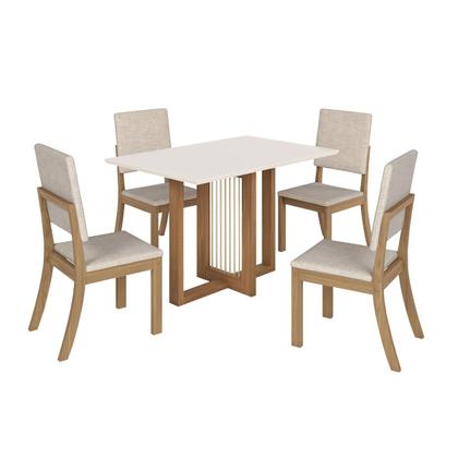 Imagem de Mesa de Jantar 4 Lugares Natalí Milla Nature/Off White/Linho - Henn