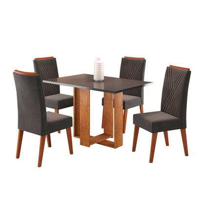 Imagem de Mesa de Jantar 4 Lugares Nivus Mel/Cinza/Grafite - Viero Móveis
