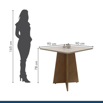 Imagem de Mesa de Jantar 4 Lugares Quadrada Tampo Vidro/MDF Jade