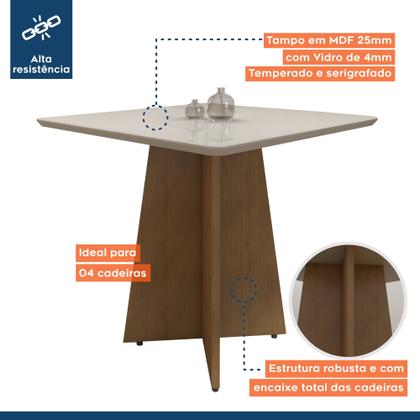 Imagem de Mesa de Jantar 4 Lugares Quadrada Tampo Vidro/MDF Jade
