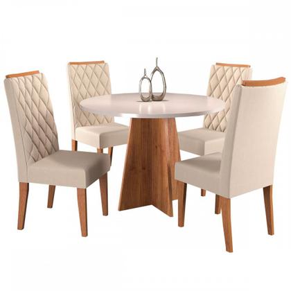 Imagem de Mesa de Jantar 4 Lugares Raquel Diamantina Mel/Blonde/Veludo Bege - Panorama Móveis