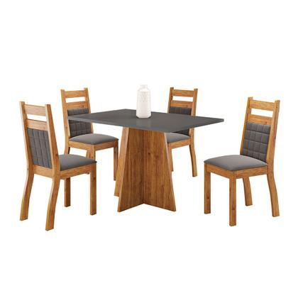 Imagem de Mesa de Jantar 4 Lugares Redentor Mel/Cinza/Grafite - Panorama Móveis