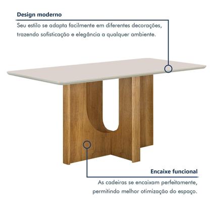 Imagem de Mesa de Jantar 4 Lugares Retangular 120cm Tampo Vidro/MDF de 2,5cm Dora